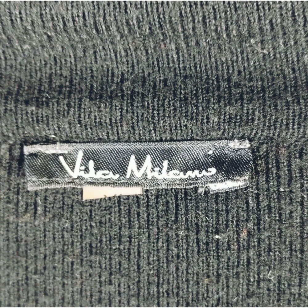 Black Knit Sweater Woman's L Long Sleeve Mock Zip Turtleneck Black Ckassic Minim